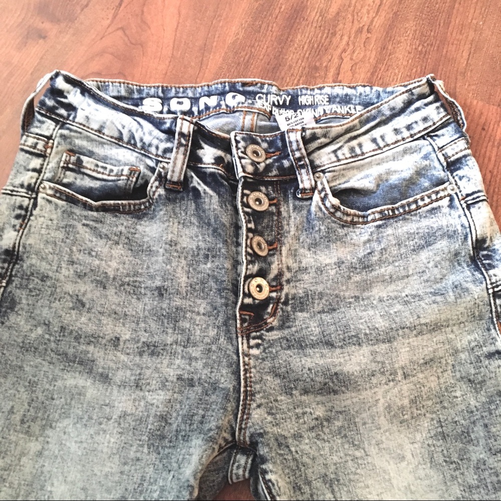 Acid-Wash Button-Fly Jeans - Picture 3 of 7